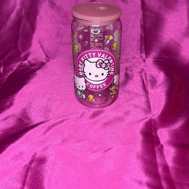 Beautiful Tumbler Displaying a Kitty with pink Lid and Straw Perfect for Kids and Adults Plastic