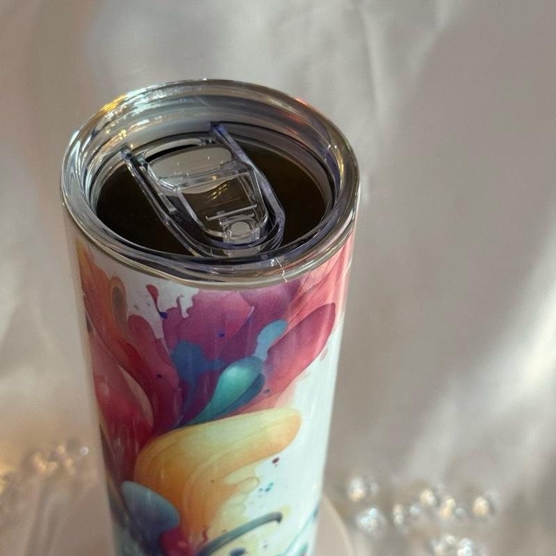 20oz Skinny Tumbler with Straw & Cleaner Perfect for Everyday Use Stylish Drinkware with Closed Lid for On-the-Go Convenience