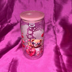 Beautiful Tumbler Displaying a Teddy with pink Lid and Straw Perfect for Kids and Adults Plastic