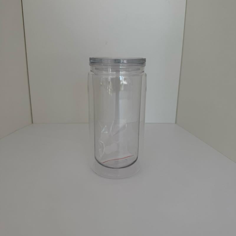 Snow Globe Tumbler 16oz - Clear plastic Double Walled Design for Customisation with Glitter & Decorative Liquids - Ideal for DIY Crafters & Personalized Gifts