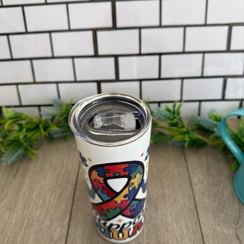 20oz Skinny Tumbler with Straw & Cleaner Perfect for Everyday Use Stylish Drinkware with Closed Lid for On-the-Go Convenience