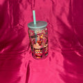 Handsome Tumbler Displaying Cars Comes with a Blue Lid and Straw Perfect for Kids and Adults