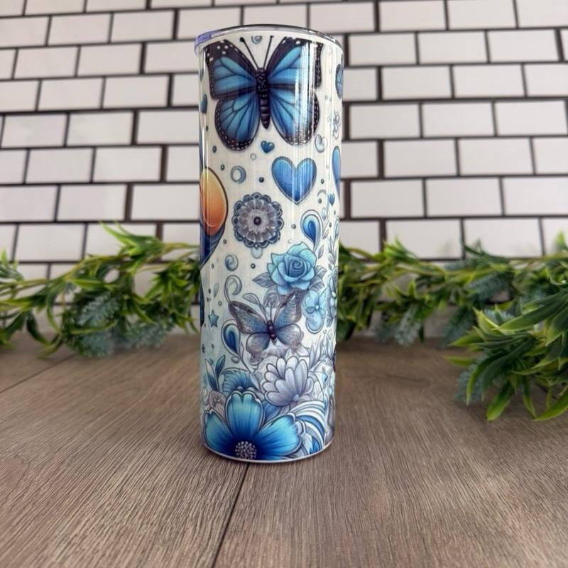 20oz Skinny Tumbler with Straw & Cleaner Perfect for Everyday Use Stylish Drinkware with Closed Lid for On-the-Go Convenience