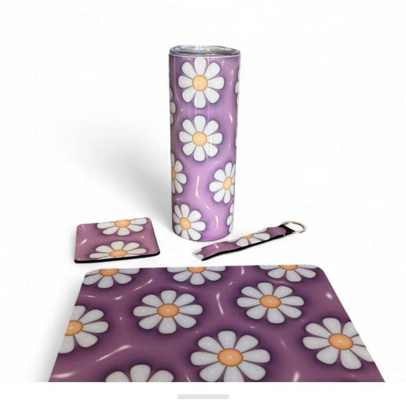 20oz Skinny Tumbler with matching mouse mat, coaster and keychain