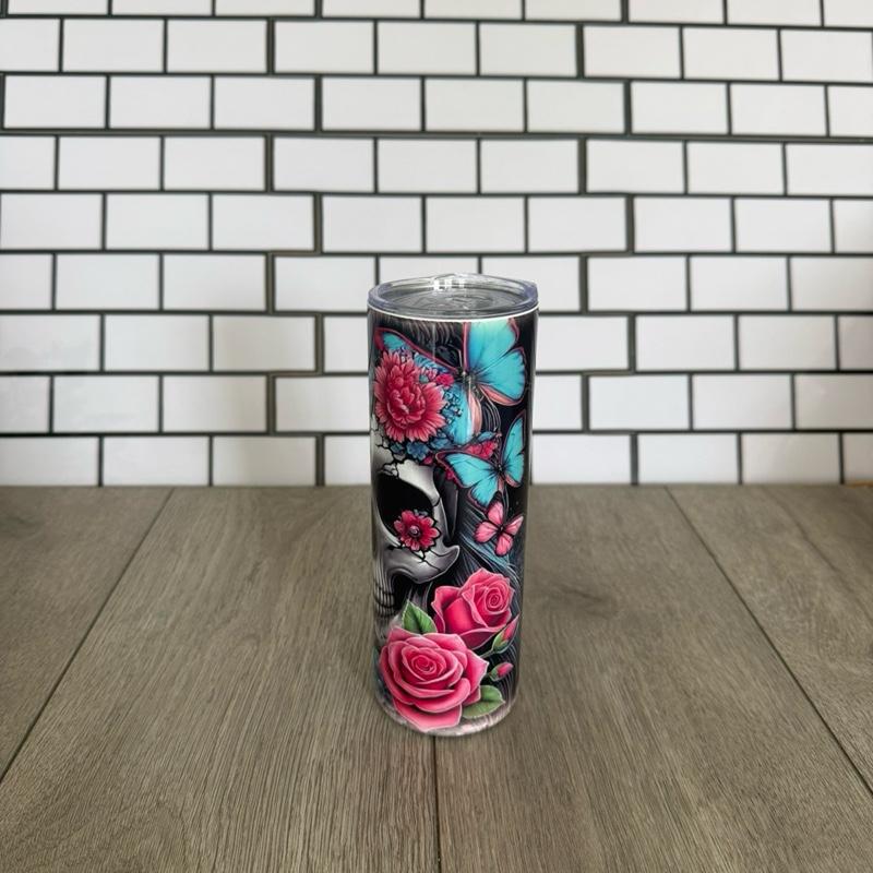 20oz Skinny Tumbler with Straw and Cleaner Perfect for Everyday Use Stylish Drinkware with Closed Lid for On-the-Go Convenience