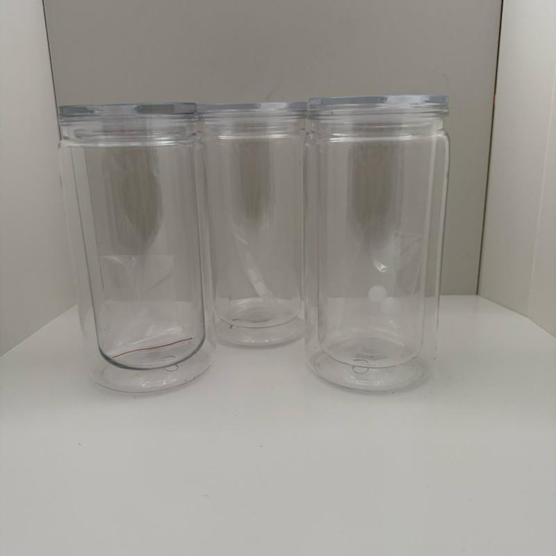 Snow Globe Tumbler 16oz - Clear plastic Double Walled Design for Customisation with Glitter & Decorative Liquids - Ideal for DIY Crafters & Personalized Gifts