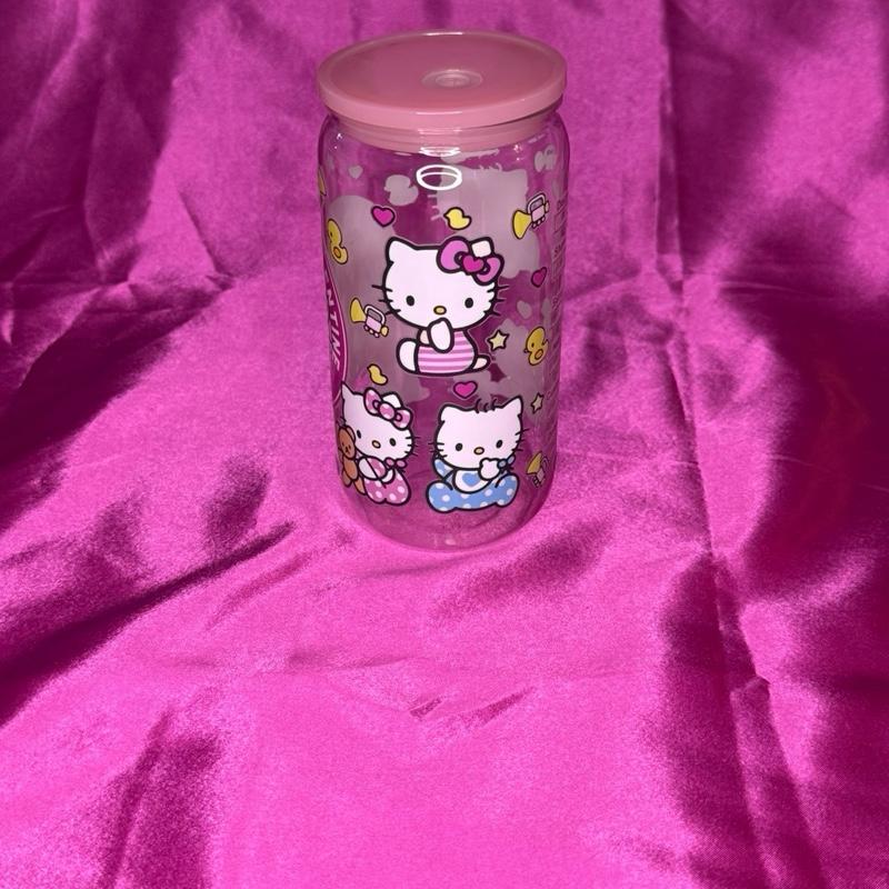 Beautiful Tumbler Displaying a Kitty with pink Lid and Straw Perfect for Kids and Adults Plastic