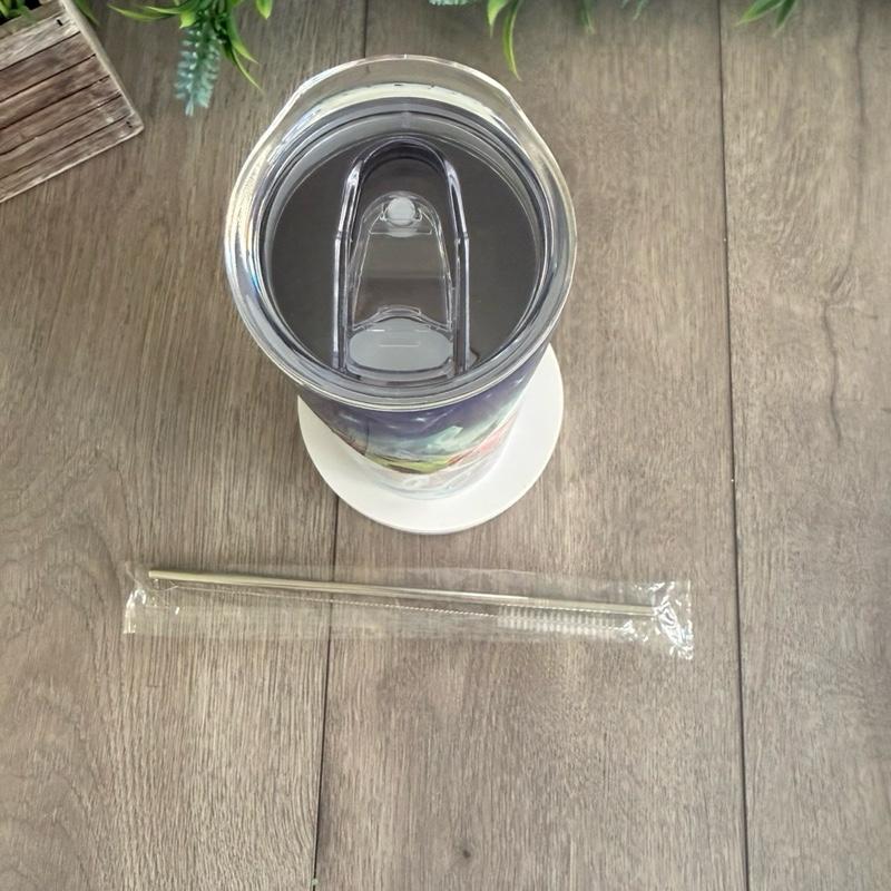 20oz Skinny Tumbler with Straw & Cleaner Perfect for Everyday Use Stylish Drinkware with Closed Lid for On-the-Go Convenience