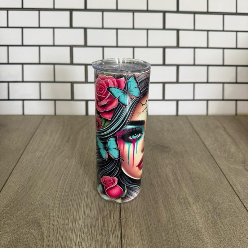 20oz Skinny Tumbler with Straw and Cleaner Perfect for Everyday Use Stylish Drinkware with Closed Lid for On-the-Go Convenience