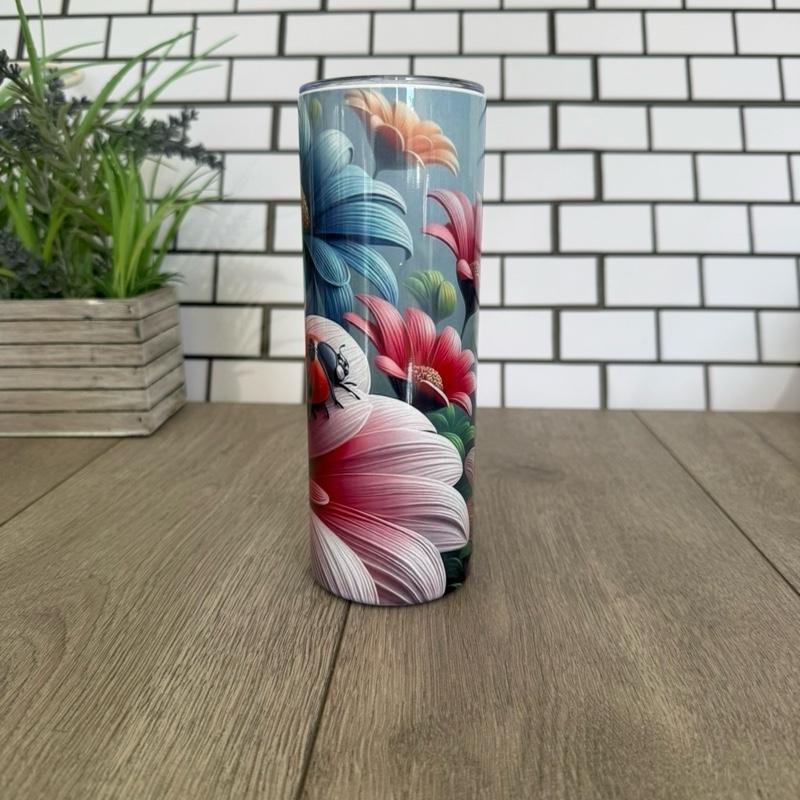 20oz Skinny Tumbler with Straw & Cleaner Perfect for Everyday Use Stylish Drinkware with Closed Lid for On-the-Go Convenience