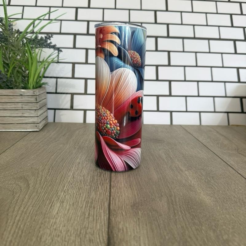 20oz Skinny Tumbler with Straw & Cleaner Perfect for Everyday Use Stylish Drinkware with Closed Lid for On-the-Go Convenience