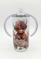 12oz Sippy Tumbler for Children & Individuals with Disabilities with 2 Interchangeable Lids & Reusable Straw Portable Travel & Spill Resistant Design