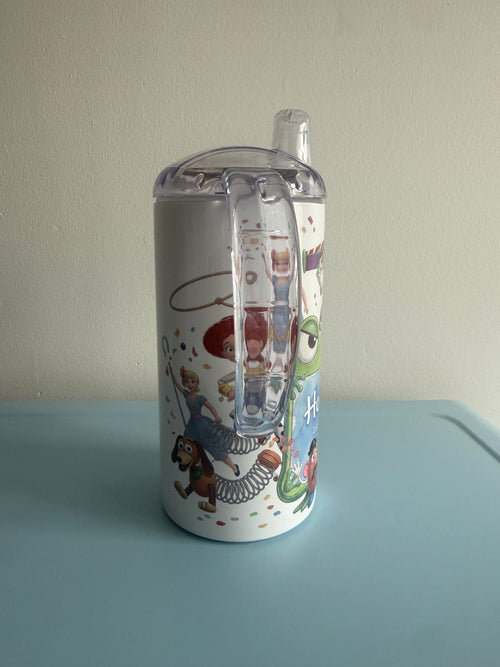 12oz Sippy Tumbler for Children & Individuals with Disabilities with 2 Interchangeable Lids & Reusable Straw Portable Travel & Spill Resistant Design