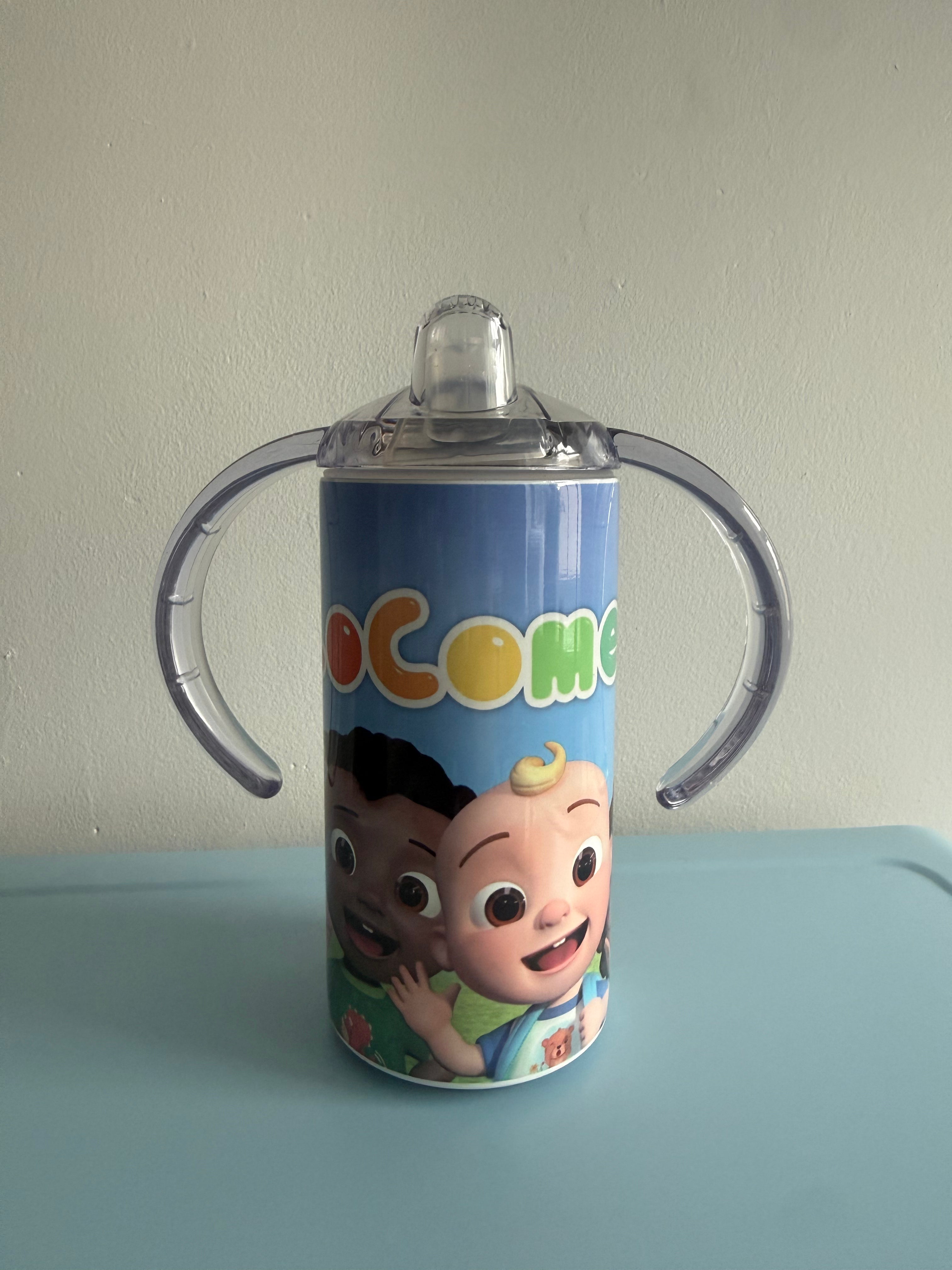 12oz Sippy Tumbler for Children & Individuals with Disabilities with 2 Interchangeable Lids & Reusable Straw Portable Travel & Spill Resistant Design