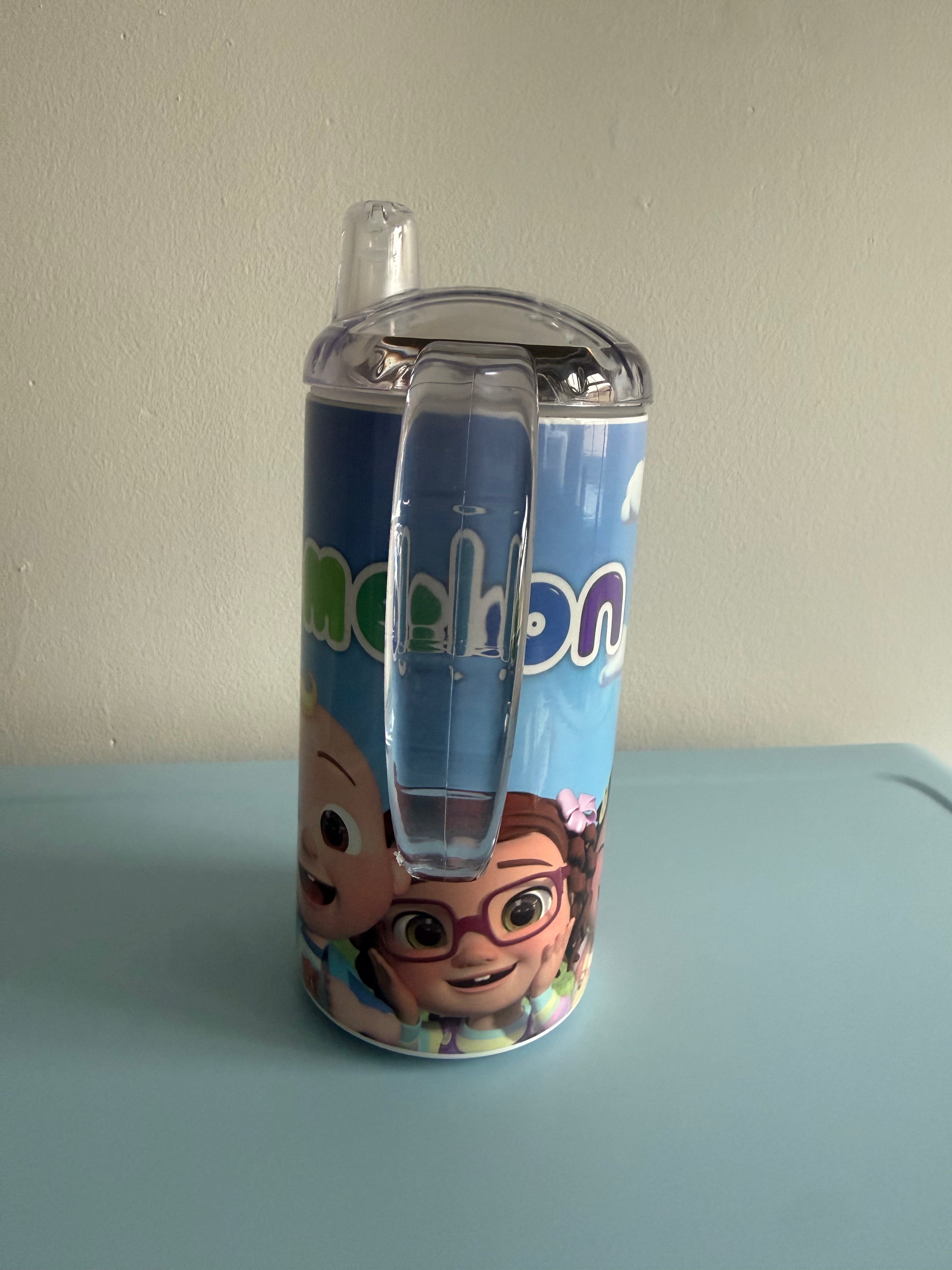 12oz Sippy Tumbler for Children & Individuals with Disabilities with 2 Interchangeable Lids & Reusable Straw Portable Travel & Spill Resistant Design