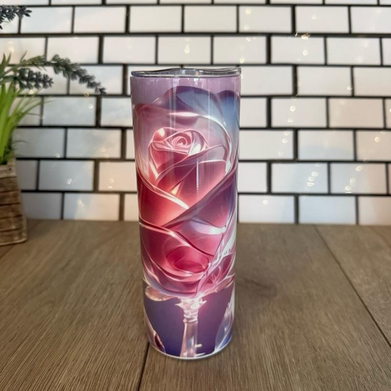 1 X 20oz Skinny Tumbler with Straw & Cleaner Perfect for Everyday Use Stylish Drinkware with Closed Lid for On-the-Go Convenience