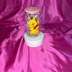 Beautiful Tumbler Displaying Poo bear with pink Lid and Straw Perfect for Kids and Adults Plastic.