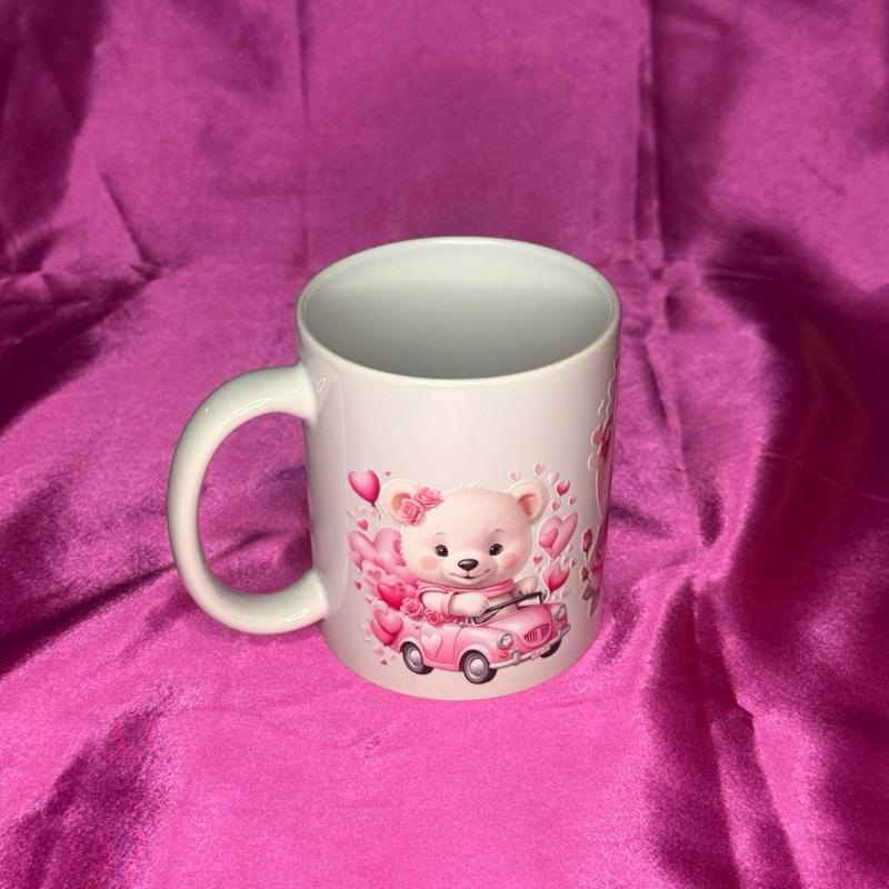 Valentine's Day Ceramic Mug with Adorable Bear Design and Heart Accents Perfect for Show Your Love