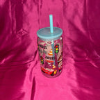 Handsome Tumbler Displaying Cars Comes with a Blue Lid and Straw Perfect for Kids and Adults