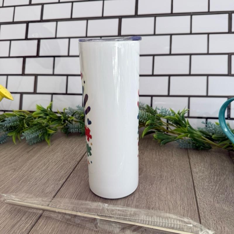 20oz Skinny Tumbler with Straw & Cleaner Perfect for Everyday Use Stylish Drinkware with Closed Lid for On-the-Go Convenience