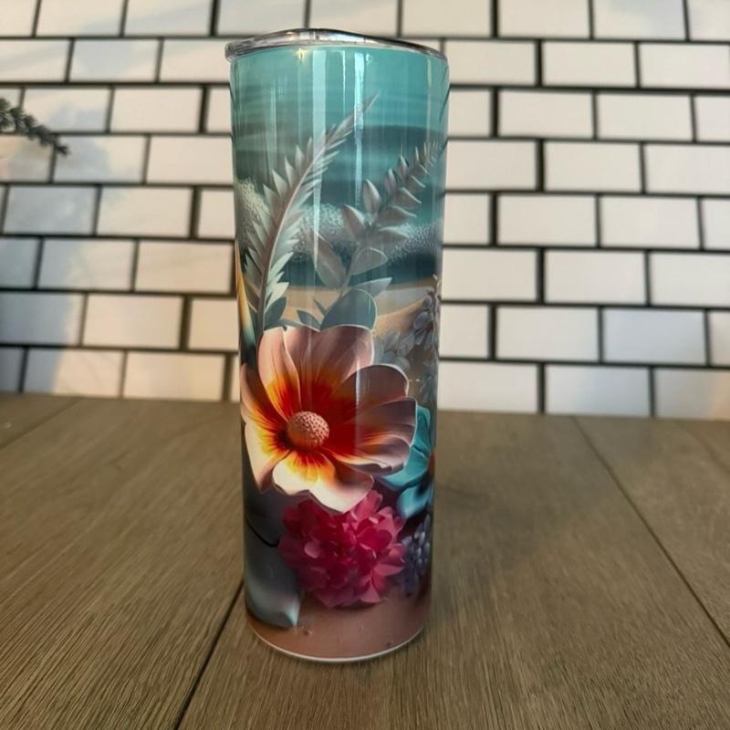 20oz Skinny Tumbler with Straw & Cleaner Perfect for Everyday Use Stylish Drinkware with Closed Lid for On-the-Go Convenience
