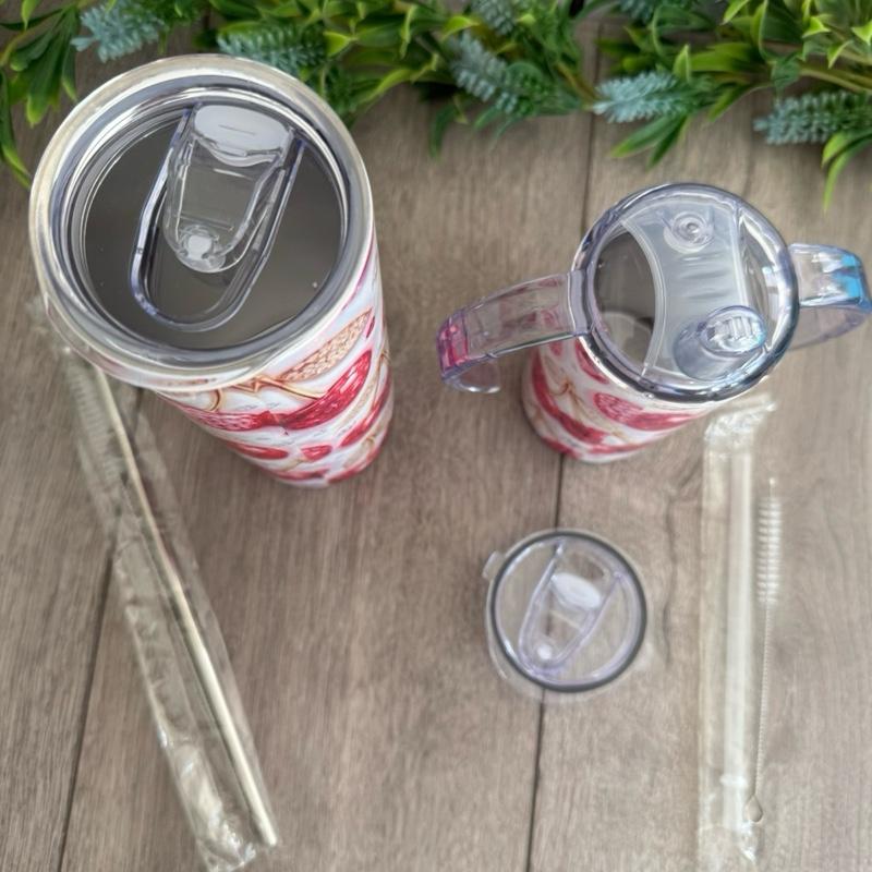 20oz and 12 oz Skinny Tumbler set with Straw & Cleaner Perfect for Everyday Use Stylish Drinkware with Closed Lid for On-the-Go Convenience